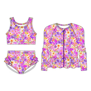 3 piece rashie set -  The Cleo bikini top + The Cleo high waisted bikini pant + The Harper rashie - Avalon