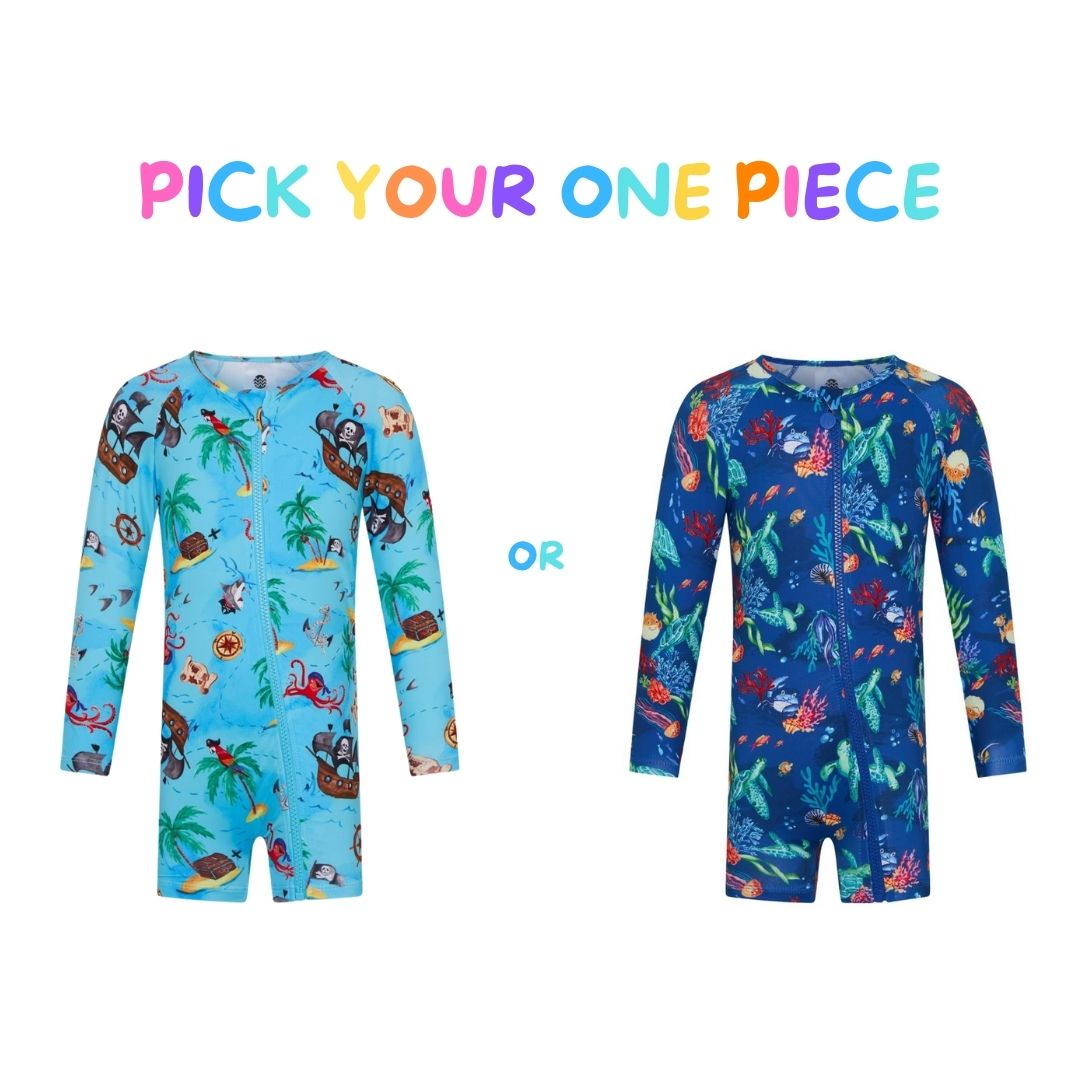 Boys one piece + hat bundle - sizes 1-3