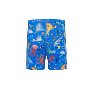 boys swim trunk with yellow submarine print back view