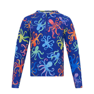 colourful octpus print rash shirt