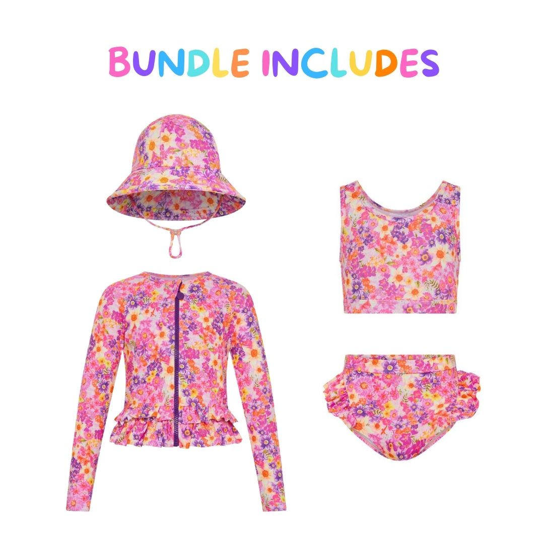 Girls 3 piece set + hat bundle - sizes 5-10