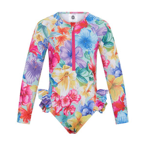 girls multi colour floral surfsuit